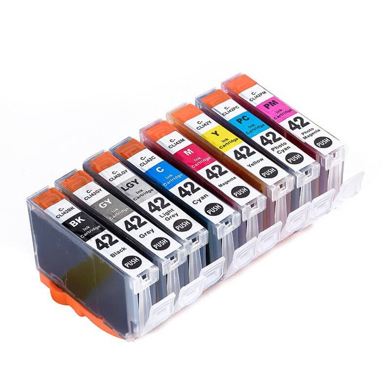 Rabat sæt! Canon CLI42 – 8 farver - BK-C-M-Y-PC-PM-GY-LGY – Kompatibel