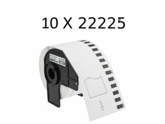 10 stk DK22225 rulle kontinuerlige papir etiketter 3.8cm x 30.5m - Kompatibel Brother