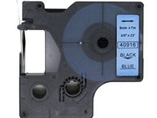 Dymo 40916 D1 standardtape sort på blå - 9mm x 7m - Kompatibel - S0720710
