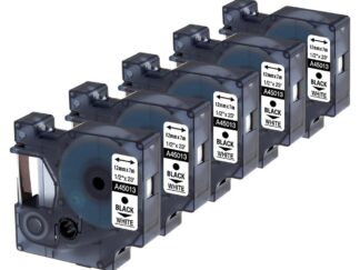 Dymo 5 stk 45013 D1 standardtape sort på hvid - 12mm x 7m - Kompatibel - S0720530