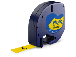 Dymo 91202 / 91222 sort på gul plastiktape 12 mm x 4 m - Kompatibel - S0721670