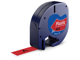 Dymo 91203 / 91223 sort på rød plastiktape 12 mm x 4 m - Kompatibel - S0721630