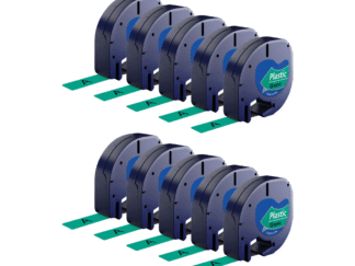 Rabat sæt! 10 stk. Dymo 91204 / 91224 sort på grøn plastiktape 12 mm x 4 m - Kompatibel - S0721640