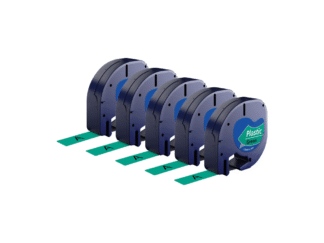 Rabat sæt! 5 stk. Dymo 91204 / 91224 sort på grøn plastiktape 12 mm x 4 m - Kompatibel - S0721640