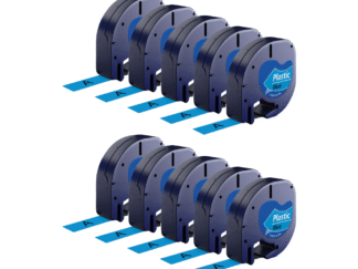 Rabat sæt! 10 stk. Dymo 91205 / 91225 sort på blå plastiktape 12 mm x 4 m - Kompatibel - S0721650