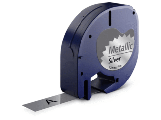 Dymo 91208 / 91228 sort på sølvmetallic plastiktape 12 mm x 4 m - Kompatibel - S0721730