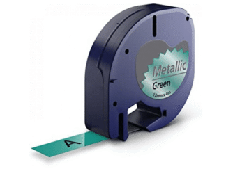 Dymo 91209 / 91229 sort på grønmetallic plastiktape 12 mm x 4 m - Kompatibel - S0721740