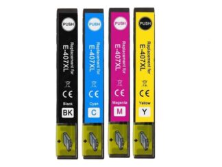 Rabat sæt! Epson 407XL – 4 farver BK-C-M-Y – Uoriginal – 407XL – 128 ml