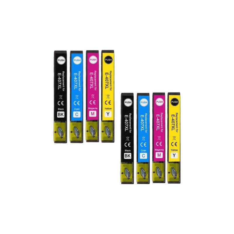 Rabat sæt! Epson 407XL – 2 x 4 farver BK-C-M-Y – Uoriginal – 407XL – 256 ml