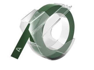 Dymo 3D tape hvid på grøn plastiktape – 9 mm x 3 m – Kompatibel – S0898160