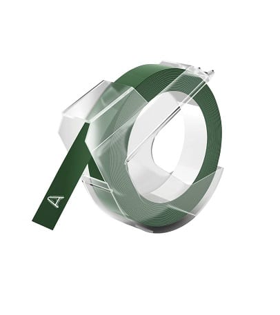 Dymo 3D tape hvid på grøn plastiktape – 9 mm x 3 m – Kompatibel – S0898160