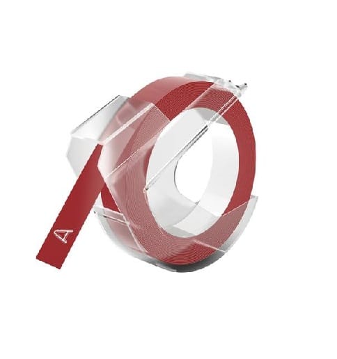Dymo 3D tape hvid på rød plastiktape – 9 mm x 3 m – Kompatibel – S0898150
