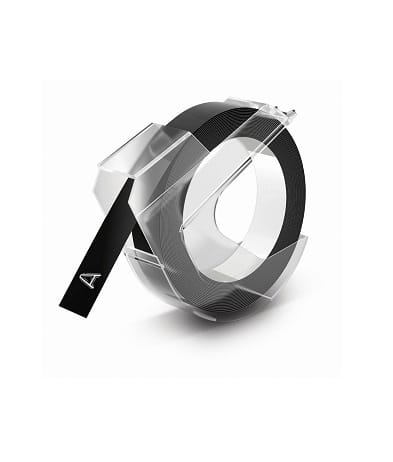 Dymo 3D tape hvid på sort plastiktape – 9 mm x 3 m – Kompatibel – S0898130
