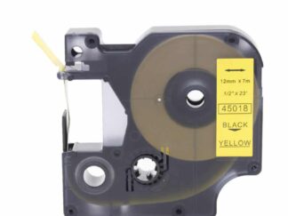 Dymo 45018 D1 standardtape sort på gul - 12mm x 7m - kompatibel S0720580