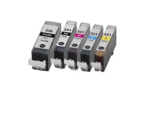 Rabat sæt! Canon PGI-520 / CLI-521 - 5 farver PBK-BK-C-M-Y - Kompatibel - PGI-520 - 60 ml