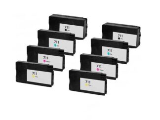 Rabat sæt! HP 711 - 2 x 4 farver BK-C-M-Y - Kompatibel - 711 - 328 ml