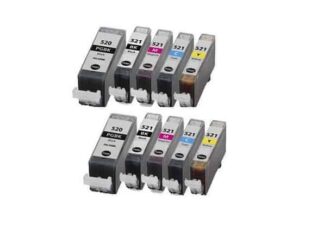 Rabat sæt! Canon PGI-520 / CLI-521 - 2 x 5 farver PBK-BK-C-M-Y - Kompatibel - PGI-520 - 120 ml
